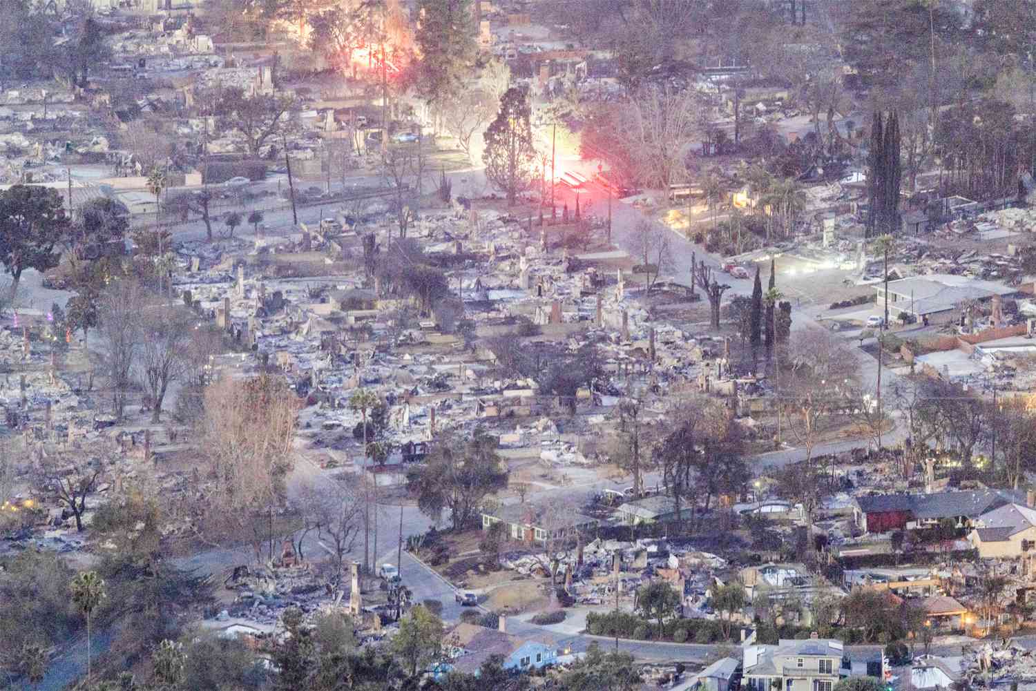 Fire damage in residential area