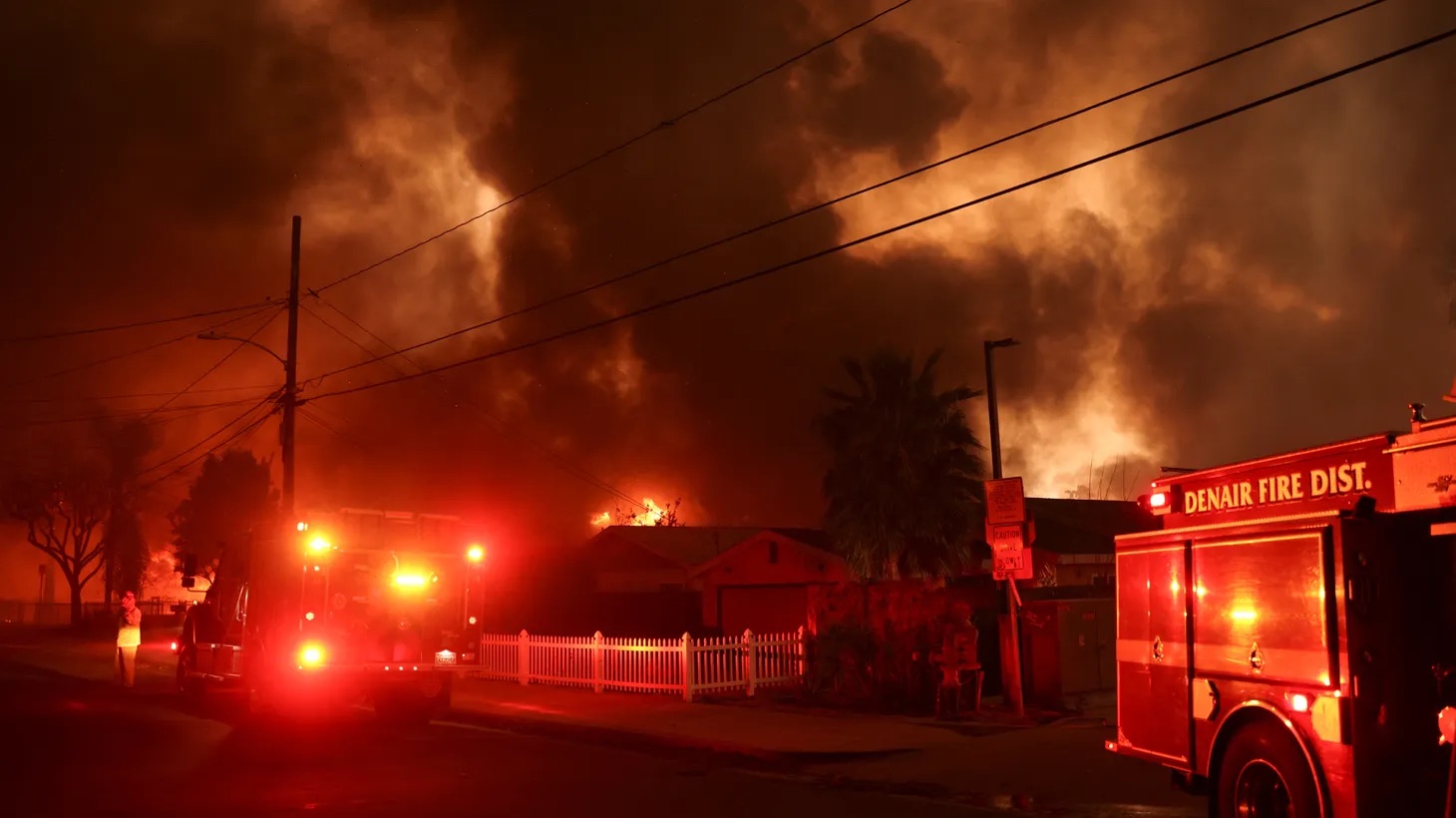 Firefighters battling the blaze